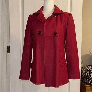 Warm coat  wool mix lined red Small
